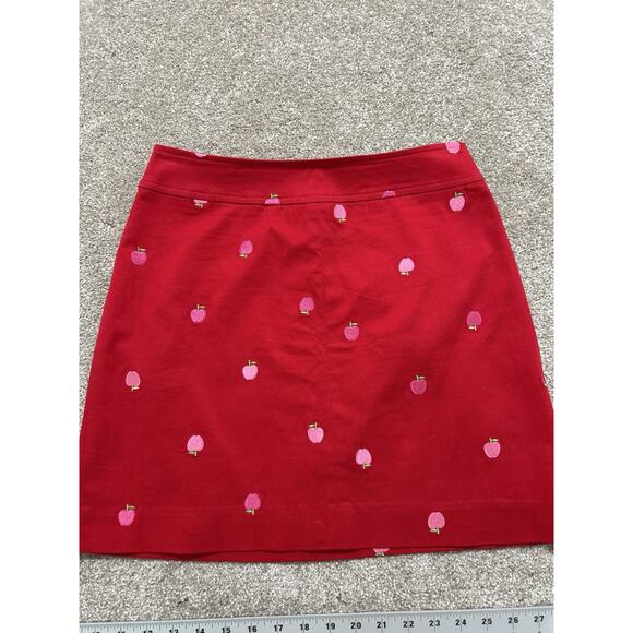 Lilly Pulitzer Vintage Apple Embroidered Red Mini Skirt Size 2 Back To School - Picture 1 of 8